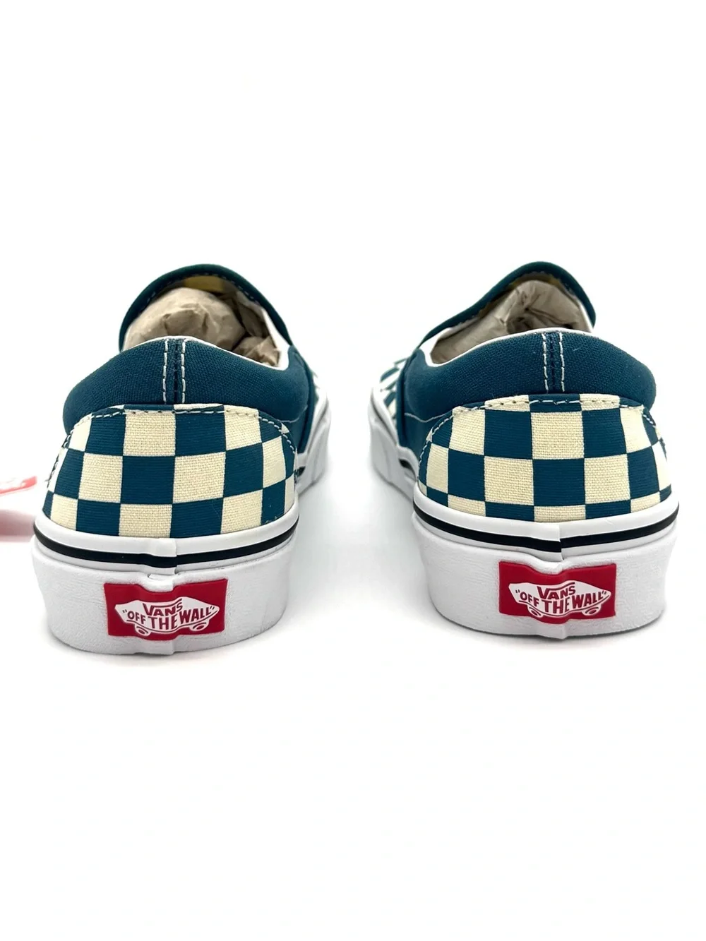 Women's Classic Slip-On Vans - Checkered Blue